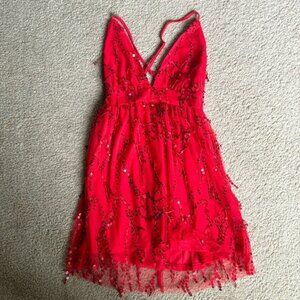 Red ally fashions mini sparkly dress